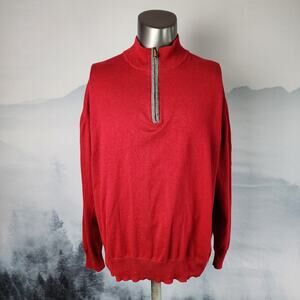 Orvis Cashmere / Silk Blend 1/4 Zip Mock Neck Red Pullover | Men's XXL